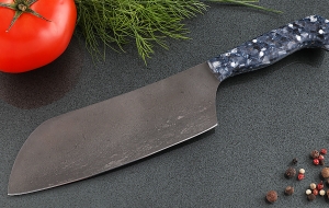 Кухонный нож Шеф №2 сталь Х12МФ, рукоять синий акрил Кухонный нож Шеф №2 сталь Х12МФ, рукоять синий акрил