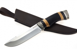 Нож Барракуда сталь ELMAX, рукоять черный граб-кап, мельхиор Нож Барракуда сталь ELMAX, рукоять черный граб-кап, мельхиор