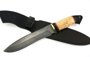 Нож Медведь сталь булат, рукоять черный граб-карельская береза Нож Медведь сталь булат, рукоять черный граб-карельская береза