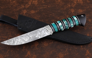 Нож Гриф сталь D 2, рукоять черный граб+акрил зеленый Нож Гриф сталь D 2, рукоять черный граб+акрил зеленый