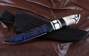 Нож Кайман дамаск торцевой с воронением черный граб рог лося Нож Кайман дамаск торцевой с воронением черный граб рог лося