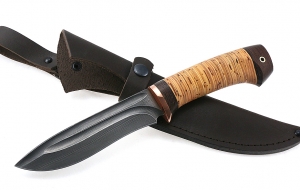 Нож Амур сталь дамаск-долы, рукоять береста Нож Амур сталь дамаск-долы, рукоять береста