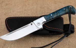 Нож складной Пчак сталь Х12МФ накладки карельская береза синяя Нож складной Пчак сталь Х12МФ накладки карельская береза синяя