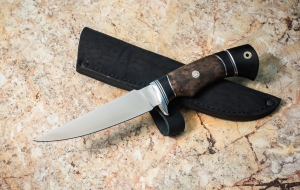 Нож Комар сталь Elmax рукоять черный граб и стабилизированная карельская береза коричневая  Нож Комар сталь Elmax рукоять черный граб и стабилизированная карельская береза коричневая