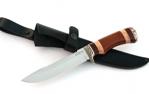 Нож Рыболов-2 сталь ELMAX, рукоять коричневый граб-кап,мельхиор Нож Рыболов-2 сталь ELMAX, рукоять коричневый граб-кап,мельхиор