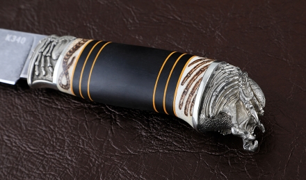 Нож Крот-2 сталь К340, рукоять черный граб рог лося, мельхиор Нож Крот-2 сталь К340, рукоять черный граб рог лося, мельхиор