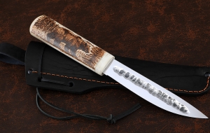 Нож Народа севера 1 сталь Х12МФ рукоять рог лося художественное исполнение Нож Народа севера 1 сталь Х12МФ рукоять рог лося художественное исполнение