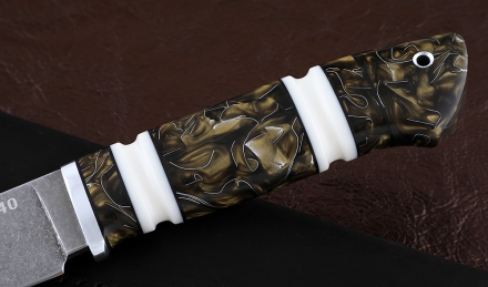 Нож Крот-2 сталь К340, рукоять искусственный камень акрил белый Нож Крот-2 сталь К340, рукоять искусственный камень акрил белый