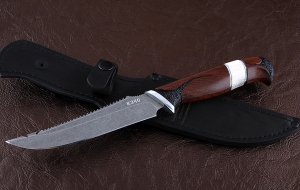 Нож Рыболов-6 сталь К340, рукоять бубинга резная рог лося Нож Рыболов-6 сталь К340, рукоять бубинга резная рог лося