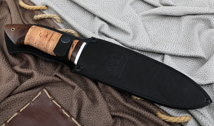 Нож Медведь сталь К340, рукоять береста Нож Медведь сталь К340, рукоять береста