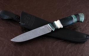 Нож Пантера сталь К340, рукоять карельская береза резная черный граб Нож Пантера сталь К340, рукоять карельская береза резная черный граб