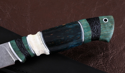 Нож Пантера сталь К340, рукоять карельская береза резная черный граб Нож Пантера сталь К340, рукоять карельская береза резная черный граб