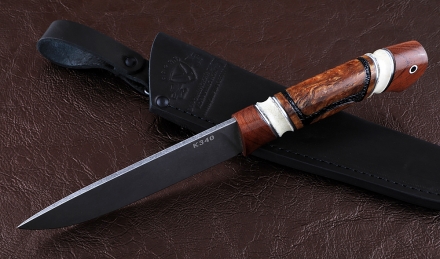 Нож Ягуар сталь К340, рукоять карельская береза рог лося бубинга Нож Ягуар сталь К340, рукоять карельская береза рог лося бубинга