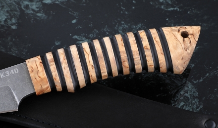 Нож Волк сталь К340 рукоять карельская береза черный (зебра) Нож Волк сталь К340 рукоять карельская береза черный (зебра)