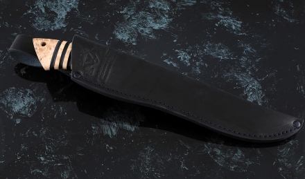 Нож Волк сталь К340 рукоять карельская береза черный (зебра) Нож Волк сталь К340 рукоять карельская береза черный (зебра)