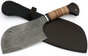 Тяпка №2 сталь дамаск, рукоять береста дюраль Тяпка №2 сталь дамаск, рукоять береста дюраль