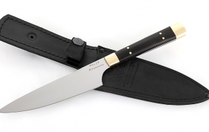 Кухонный нож Шеф №6 сталь 95Х18, рукоять черный граб, латунь Кухонный нож Шеф №6 сталь 95Х18, рукоять черный граб, латунь