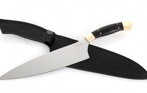 Кухонный нож Шеф №13 сталь 95Х18 рукоять черный граб латунь Кухонный нож Шеф №13 сталь 95Х18 рукоять черный граб латунь