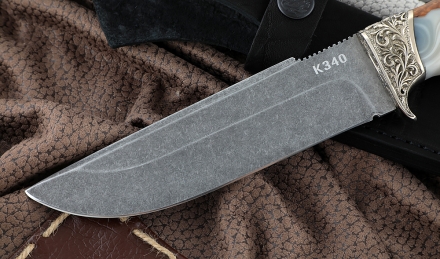 Нож Алтай сталь К340 рукоять карельская береза акрил, мельхиор Нож Алтай сталь К340 рукоять карельская береза акрил, мельхиор