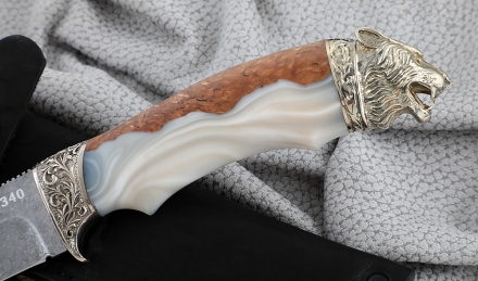 Нож Алтай сталь К340 рукоять карельская береза акрил, мельхиор Нож Алтай сталь К340 рукоять карельская береза акрил, мельхиор