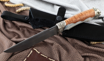 Нож Алтай сталь К340 рукоять карельская береза акрил, мельхиор Нож Алтай сталь К340 рукоять карельская береза акрил, мельхиор