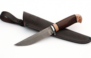 Нож Охотник сталь ХВ-5, рукоять венге-карельская береза Нож Охотник сталь ХВ-5, рукоять венге-карельская береза