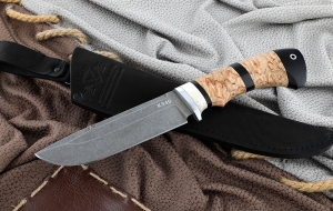 Нож Барракуда сталь К340, рукоять карельская береза черный граб рог лося Нож Барракуда сталь К340, рукоять карельская береза черный граб рог лося