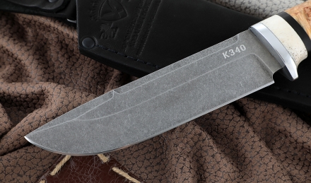 Нож Барракуда сталь К340, рукоять карельская береза черный граб рог лося Нож Барракуда сталь К340, рукоять карельская береза черный граб рог лося