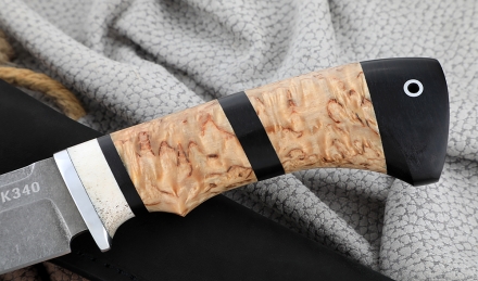 Нож Барракуда сталь К340, рукоять карельская береза черный граб рог лося Нож Барракуда сталь К340, рукоять карельская береза черный граб рог лося