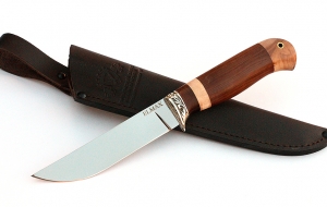 Нож Лось сталь ELMAX, рукоять коричневый граб-кап, мельхиор Нож Лось сталь ELMAX, рукоять коричневый граб-кап, мельхиор