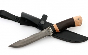 Нож Рыболов-2 сталь булат, рукоять черный граб-кап, мельхиор Нож Рыболов-2 сталь булат, рукоять черный граб-кап, мельхиор