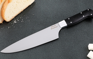 Кухонный нож Шеф №5 сталь 95Х18, рукоять черный граб с дюралью Кухонный нож Шеф №5 сталь 95Х18, рукоять черный граб с дюралью