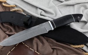 Нож Медведь сталь К340, рукоять кожа черный граб Нож Медведь сталь К340, рукоять кожа черный граб