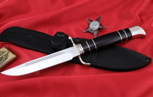 Нож финка НКВД, сталь 95Х18, рукоять черный граб, мельхиор Нож финка НКВД, сталь 95Х18, рукоять черный граб, мельхиор