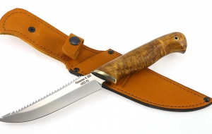 Нож Рыболов-6 сталь S390 рукоять карельская береза стабилизированная янтарь 1 Нож Рыболов-6 сталь S390 рукоять карельская береза стабилизированная янтарь 1