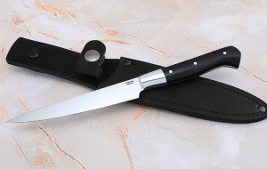 Кухонный нож Шеф №7 сталь 95Х18, рукоять черный граб с дюралью Кухонный нож Шеф №7 сталь 95Х18, рукоять черный граб с дюралью