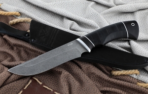 Нож Русак сталь К340, рукоять кожа черный граб Нож Русак сталь К340, рукоять кожа черный граб