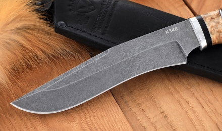 Нож Волк сталь К340 рукоять карельская береза рог лося Нож Волк сталь К340 рукоять карельская береза рог лося