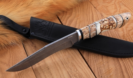 Нож Волк сталь К340 рукоять карельская береза рог лося Нож Волк сталь К340 рукоять карельская береза рог лося