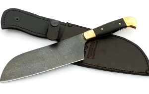 Нож Шеф №2 сталь дамаск, рукоять черный граб, латунь Нож Шеф №2 сталь дамаск, рукоять черный граб, латунь