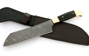 Нож Шеф №3 сталь дамаск, рукоять черный граб, латунь Нож Шеф №3 сталь дамаск, рукоять черный граб, латунь