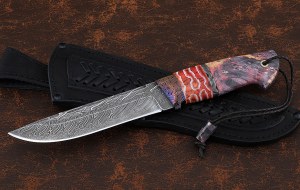 Авторский Нож Барракуда сталь дамаск торцевой, рукоять мокуме-гане карельская береза кость мамонта Авторский Нож Барракуда сталь дамаск торцевой, рукоять мокуме-гане карельская береза кость мамонта