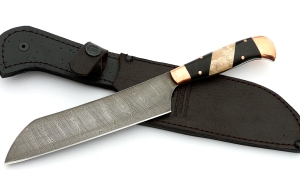 Нож Шеф №3 сталь дамаск, рукоять черный граб, кап Нож Шеф №3 сталь дамаск, рукоять черный граб, кап