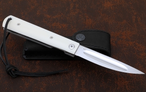 Нож складной Народа севера сталь Х12МФ накладки акрил белый Нож складной Народа севера сталь Х12МФ накладки акрил белый