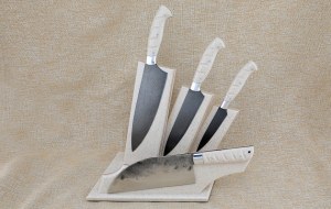 Кухонный набор из стали х12мф рукоять из акрила , подставка из акрила Кухонный набор из стали х12мф рукоять из акрила , подставка из акрила