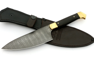 Нож Шеф №4 сталь дамаск, рукоять черный граб, латунь Нож Шеф №4 сталь дамаск, рукоять черный граб, латунь