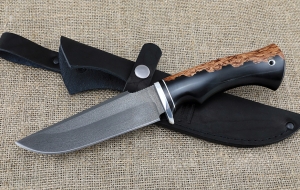 Нож Алтай-2 сталь Х12МФ, рукоять карельская береза акрил черный Нож Алтай-2 сталь Х12МФ, рукоять карельская береза акрил черный