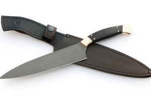 Кухонный нож Шеф №11 сталь Х12МФ рукоять черный граб латунь Кухонный нож Шеф №11 сталь Х12МФ рукоять черный граб латунь