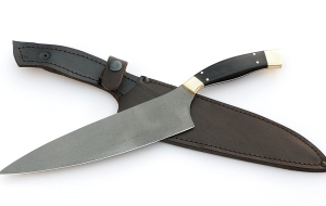 Кухонный нож Шеф №13 сталь Х12МФ рукоять черный граб латунь Кухонный нож Шеф №13 сталь Х12МФ рукоять черный граб латунь