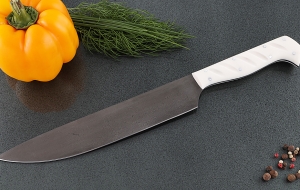 Кухонный нож Шеф №1 сталь Х12МФ, рукоять белый акрил Кухонный нож Шеф №1 сталь Х12МФ, рукоять белый акрил